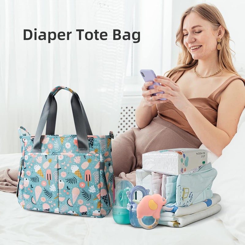PHEBEN Store Diaper Bag Tote Satchel Waterproof Messenger Baby Diaper Bags for Mom and Dad Multifunction Medium Travel Tote Bags(Cartoon Dessert) - Image 2